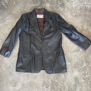 Cougar Men’s Black Leather Blazer Jacket Size M Genuine Leather